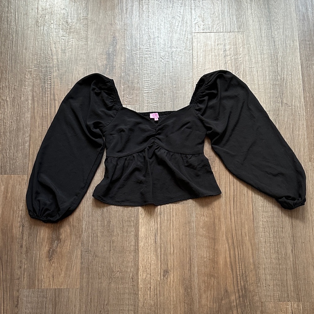 Elegant Black Puff Sleeve Top